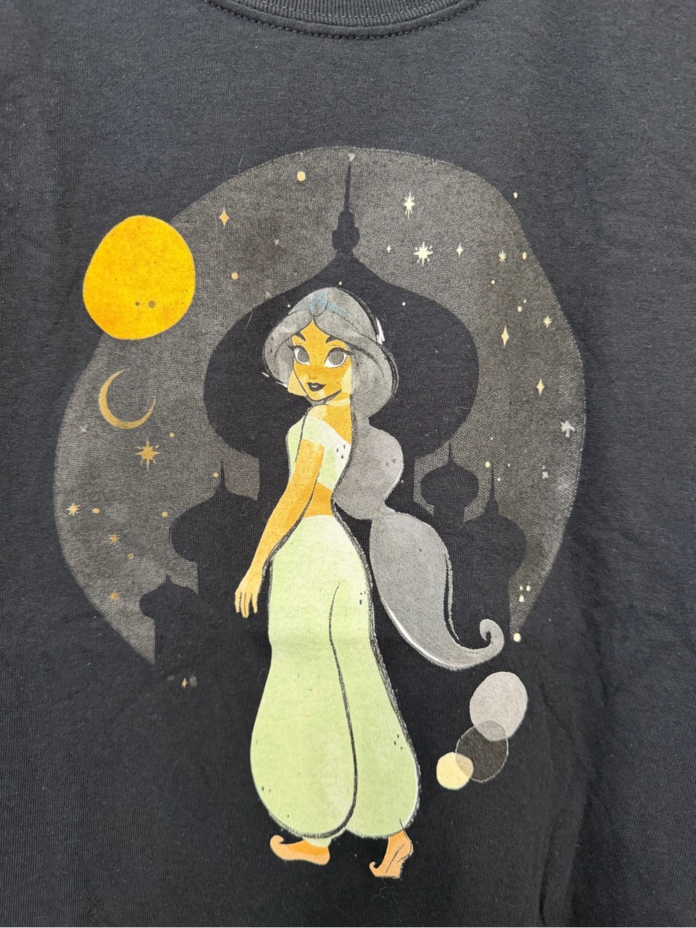 Disney Princess Jasmine Aladdin Black Graphic Tee XL